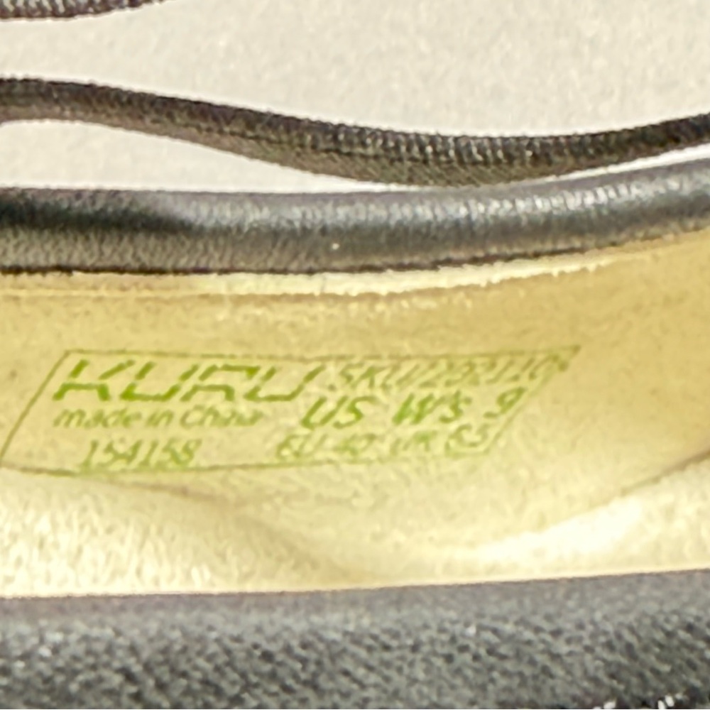 KURU Bella Black Leather Elastic Strap Mary Jane Ballet Flats - Picture 12 of 12